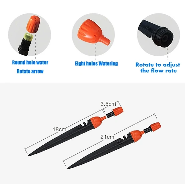 Bahçe Ayarlanabilir Otomatik Sulama Cihazı Mikro Püskürtme Damla Sulama 21 cm Turuncu - 4