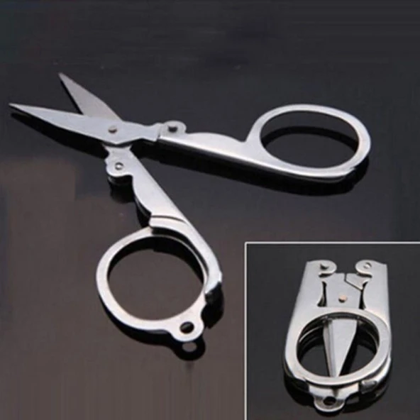 Seyahat Taşınabilir Mini Katlanabilir Makas Titanyum Çelik - 3