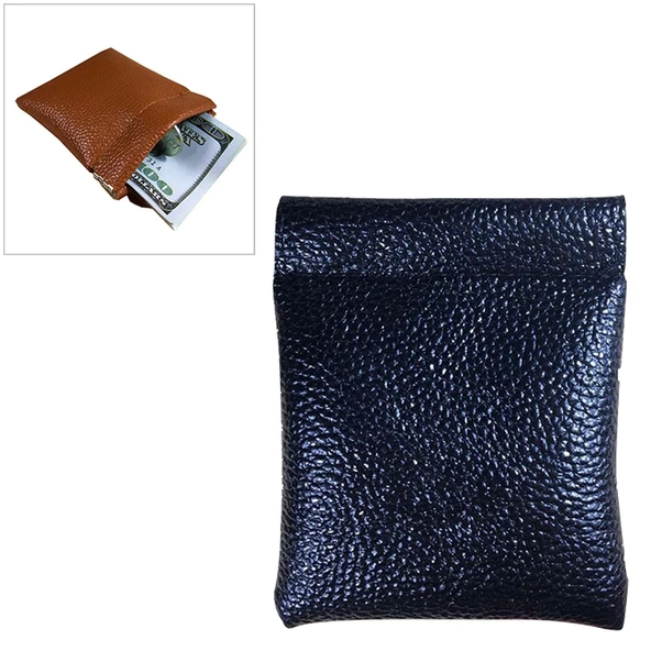 Moda Siyah PU Deri Küçük Mini Kısa Cüzdan Kadın Erkek