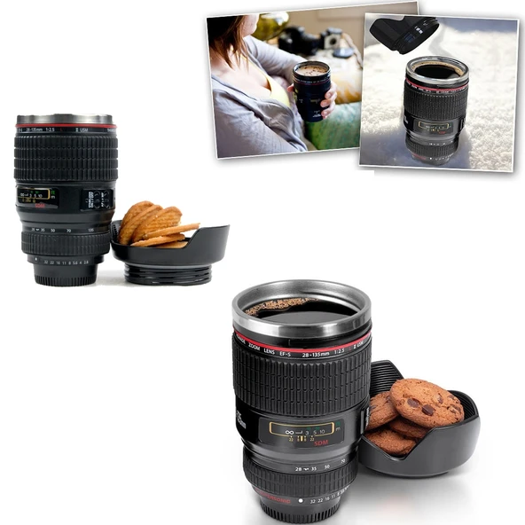 Mini Zoom EF 24-105mm Model Lens Tasarımlı Termos Kupa - 8