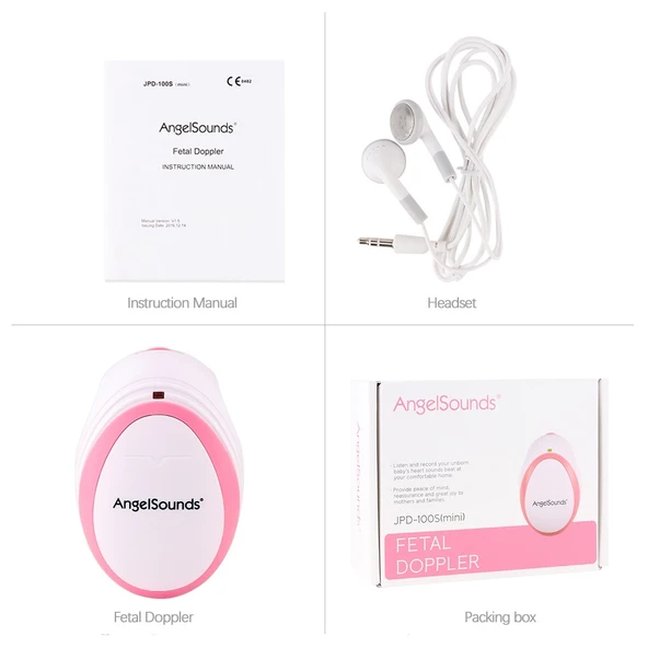 JPD-100S Mini Ev Tipi Fetal Doppler Hamile Doppler Monitörü Pembe - 4
