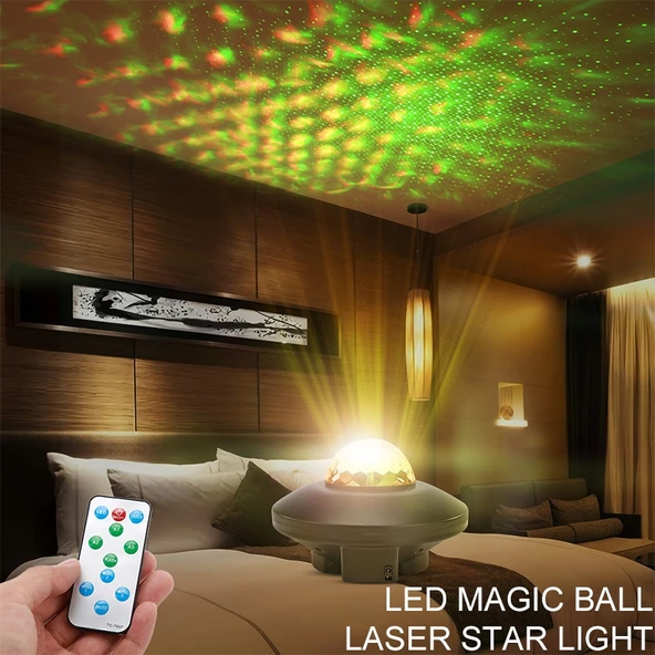 10W Bluetooth Su Dalgalı Lazer Yıldız Projektör Işığı - 5