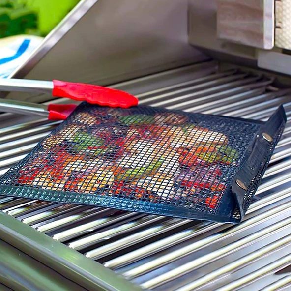 Barbeku Isıya Dayanıklı Yapışmaz Izgara Filesi Pişirme Çantası 27x22cm Bakır - 6