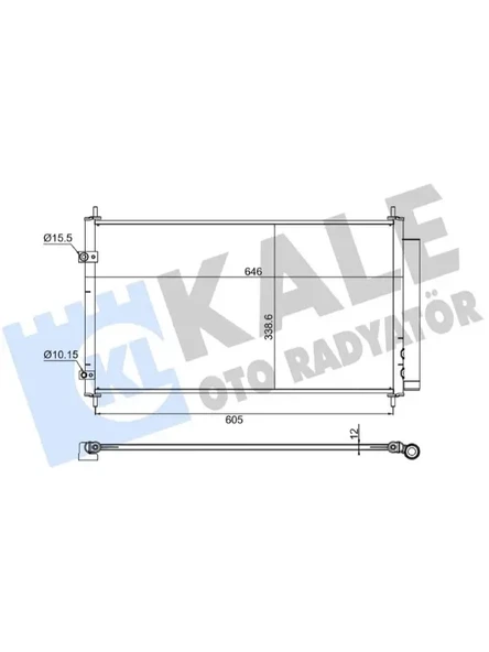 KLIMA RADYATORU KURUTUCU ILE TOYOTA YARIS 1.5 HYBRID 12 (AL/AL) 646X339X12 8847447020