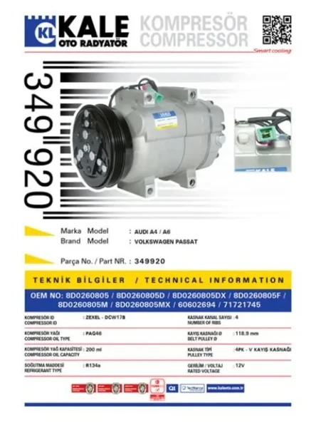 KLIMA KOMPRESORU PASSAT 9700 A4 9501 A6 9801