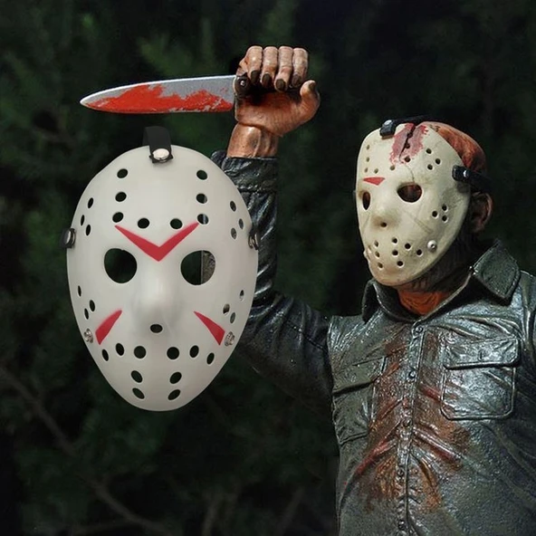 Halloween Parti Kalınlaştırılmış Jason Maskesi Altın Renk - 6