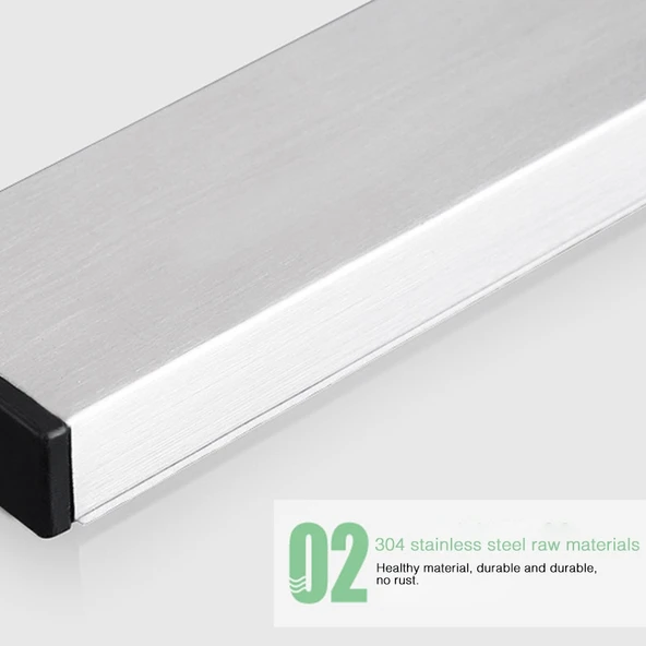 Mutfak Duvara Monte 304 Paslanmaz Çelik Manyetik Bıçak Tutucu 31x4x15 cm - 5