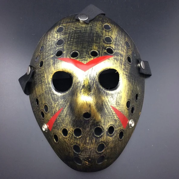 Halloween Parti Kalınlaştırılmış Jason Maskesi Altın Renk - 2