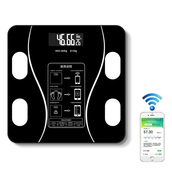 Ev Tipi Akıllı Vücut Yağ Ölçer Elektronik Tartı Siyah Pil Versiyonu