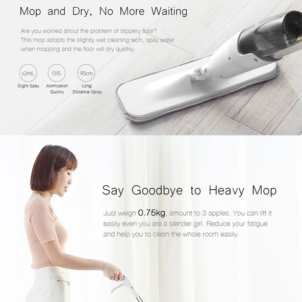 Xiaomi Youpin Deerma TB500 Elle Tutulan Su Püskürtmeli Mop 360 Derece Döner - 3