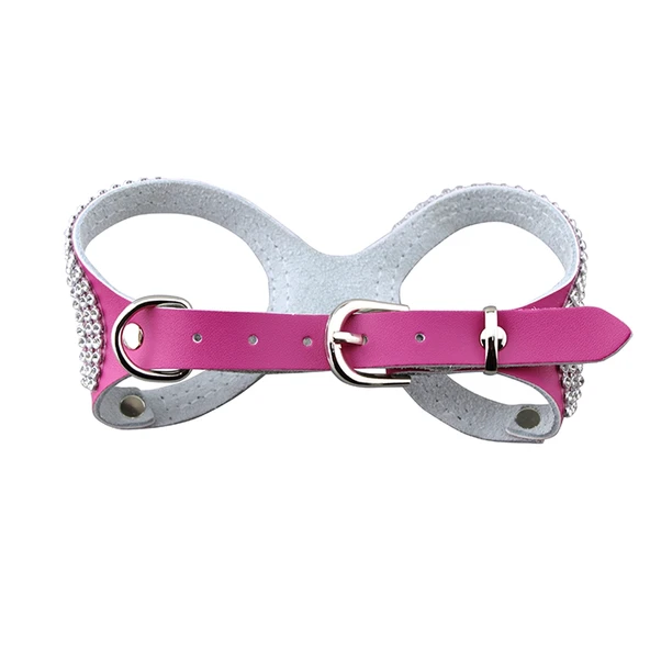 Renkli Deri Köpek Göğüs Tasması Magenta S - 3