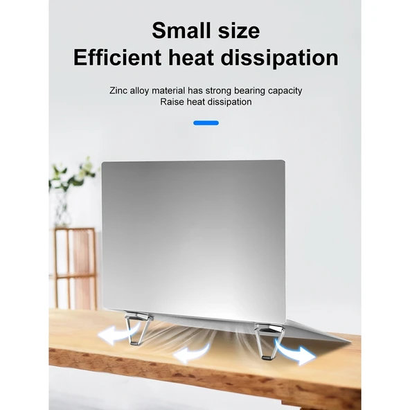 2 Adet Evrensel Yapışkanlı Kalkan Şekilli Katlanabilir Laptop Standı Gri BJ01 Model - 9