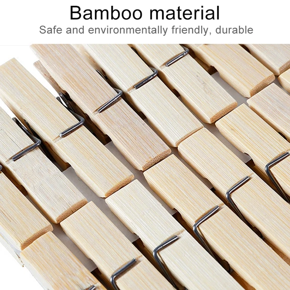 100 Adet Çok Fonksiyonlu Mini Bambu Mandal Çamaşır Askısı Klipsi - 4