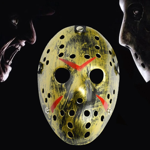 Halloween Parti Kalınlaştırılmış Jason Maskesi Altın Renk