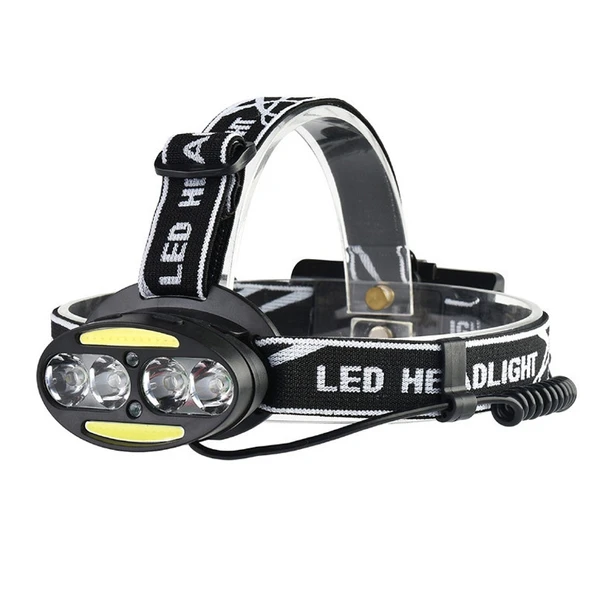 30000 Lümen 4x XML-T6 LED 2x COB 2x Kırmızı LED Baş Lambası El Feneri
