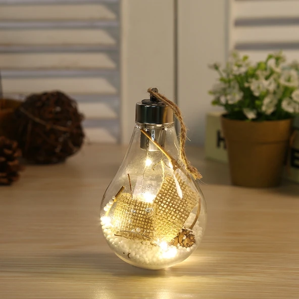 2'li LED Şeffaf Plastik Noel Ampul Topu Ağacı Süsü Stil 5