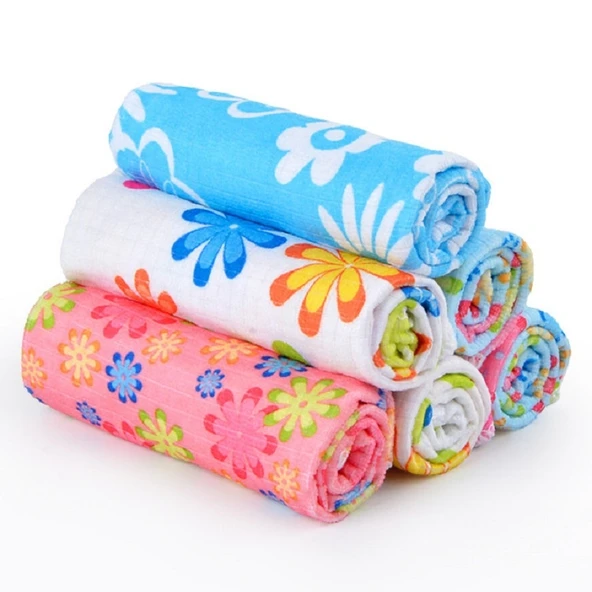 4 Parça Mikrofiber Baskılı Çiçek Desenli Temizlik Bezi Seti 30x40 cm - 3