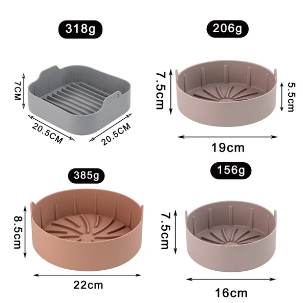 Hava Fritözü Silikon Izgara Tavası Aksesuarı Yuvarlak 19 cm Gri - 3