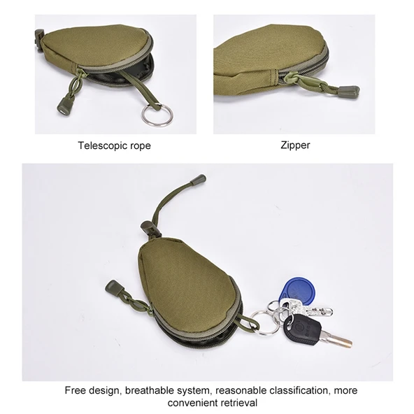 Mini Outdoor Yürüyüş EDC Taşıma Çantası Anahtarlık ve Bozuk Para Cüzdanı Ordu Yeşili - 4