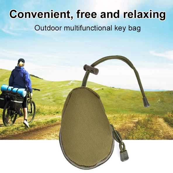 Mini Outdoor Yürüyüş EDC Taşıma Çantası Anahtarlık ve Bozuk Para Cüzdanı Ordu Yeşili - 5