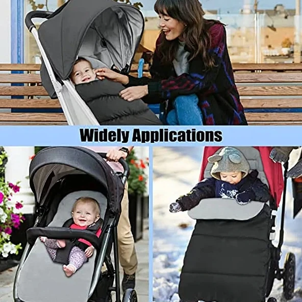 Kış ve Sonbahar Bebek Arabası Uyku Tulumu Su Geçirmez Ayak Örtüsü Gri - 7
