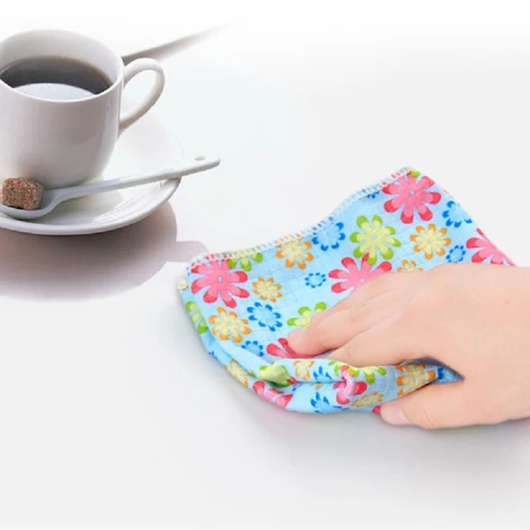 4 Parça Mikrofiber Baskılı Çiçek Desenli Temizlik Bezi Seti 30x40 cm - 5