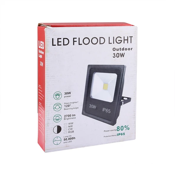 30W IP65 Su Geçirmez Beyaz Işık LED Projektör 2700 Lümen AC 85-265V - 7
