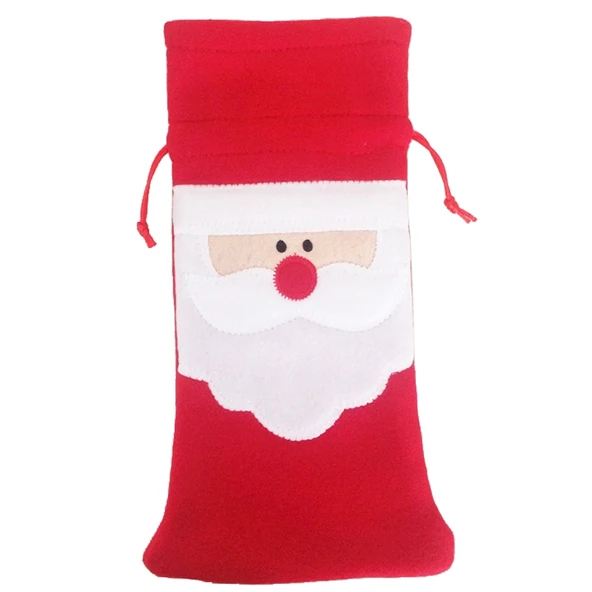 3 Parça Noel Baba Desenli Yılbaşı Şampanya Şişesi Kılıfı Peluş Masa Süsü - 2