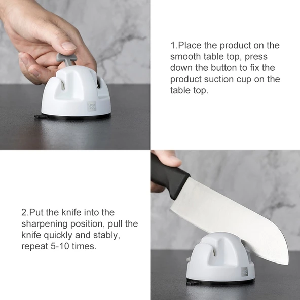 Xiaomi Youpin Huohou Mutfak Mini Çift Tekerlekli Bıçak Bileme Aleti Beyaz - 3