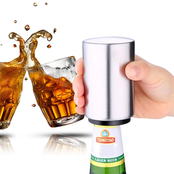 Manyetik Otomatik Paslanmaz Çelik Bira Şişesi Açacağı 85x52 mm - 7