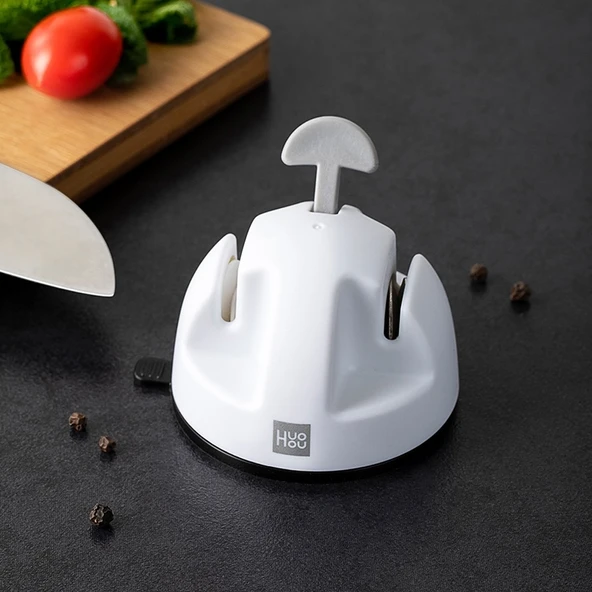 Xiaomi Youpin Huohou Mutfak Mini Çift Tekerlekli Bıçak Bileme Aleti Beyaz
