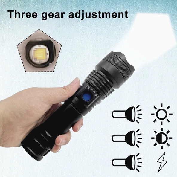L 839 USB Şarjlı Mini Taşınabilir XPE Parlak LED El Feneri - 4