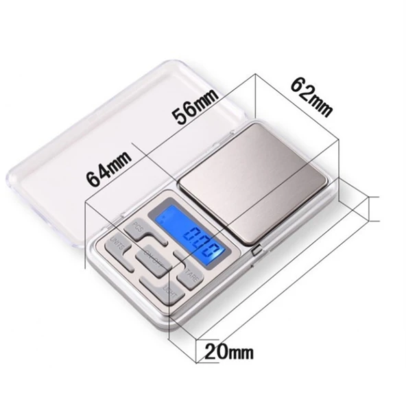 MH-100 Taşınabilir Mini Cep Dijital Hassas Terazi 500g 0.1g 1.6 inç LCD Ekranlı - 5