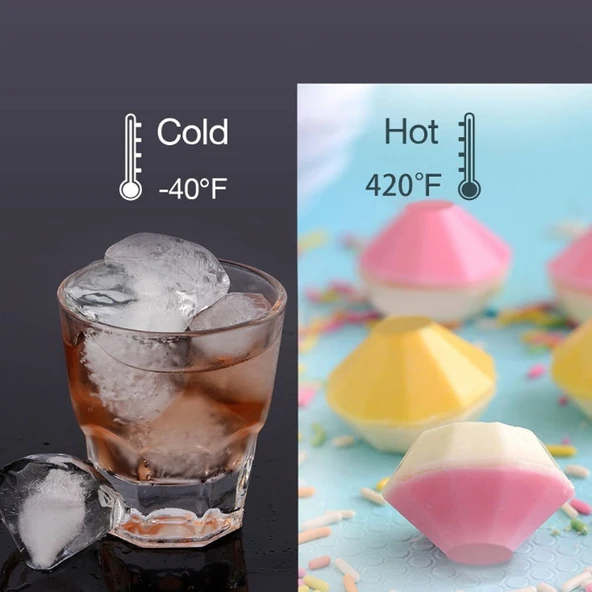 4 Bölmeli Elmas Şekilli 3D Silikon Buz Kalıbı ve Çikolata Kalıbı - 5