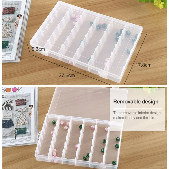 Büyük Plastik Organizer Kutusu 36 Bölmeli Takı Küpe ve Küçük Aksesuar Kutusu - 5
