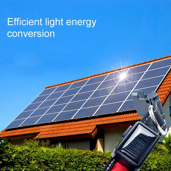Orta ve Büyük Köpek Güneş Enerjili USB Şarjlı Kırmızı LED Işıklı Boyun Tasması 50-60cm - 4