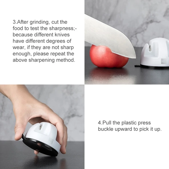 Xiaomi Youpin Huohou Mutfak Mini Çift Tekerlekli Bıçak Bileme Aleti Beyaz - 4