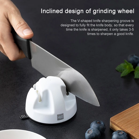 Xiaomi Youpin Huohou Mutfak Mini Çift Tekerlekli Bıçak Bileme Aleti Beyaz - 8