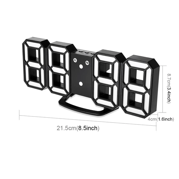 Çok Fonksiyonlu Büyük 3D LED Dijital Duvar Alarm Saati Yeşil - 2