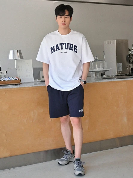 Erkek Tişört Baskılı Oversize T-shirt Pamuklu Tişört NATURE-OVERSİZE - 3
