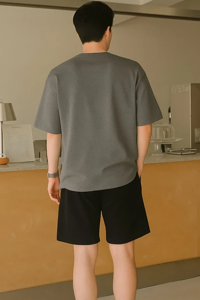 Erkek Tişört Baskılı Oversize T-shirt Pamuklu Tişört NATURE-OVERSİZE - 5