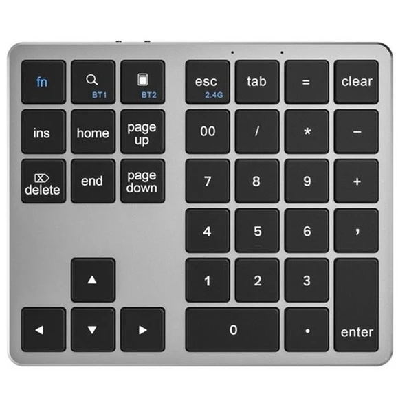 Powermaster PM-26595 Mini Gri Bluetooth 5.2 Kablosuz 35 Tuş Klavye Genişletme Sayı Bloğu - 2