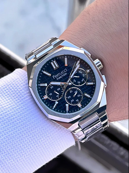 Ferrucci 2 Yıl Garantili Çelik Kordon İç Kadran Özellikleri Aktif 3 Atm Erkek Kol Saati EF.03372.05 - Resim 2