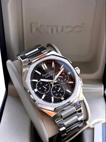 Ferrucci 2 Yıl Garantili Çelik Kordon İç Kadran Özellikleri Aktif 3 Atm Erkek Kol Saati EF.03372.05 - Resim 6