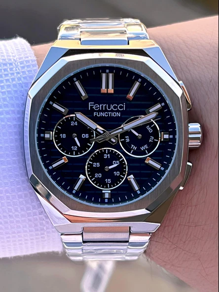 Ferrucci 2 Yıl Garantili Çelik Kordon İç Kadran Özellikleri Aktif 3 Atm Erkek Kol Saati EF.03372.05 - Resim 3