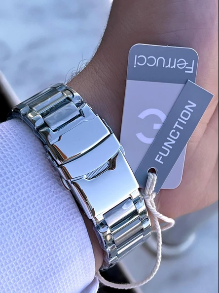 Ferrucci 2 Yıl Garantili Çelik Kordon İç Kadran Özellikleri Aktif 3 Atm Erkek Kol Saati EF.03372.05 - Resim 5