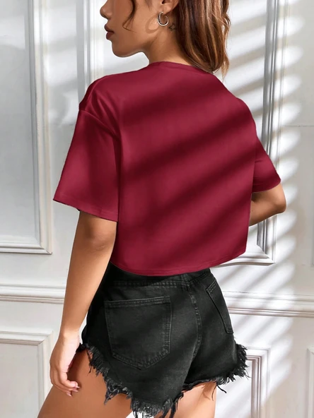 Kadın Tişört Crop Tişört Baskılı Fit Tişört BALANCE-TİŞÖRT - 8