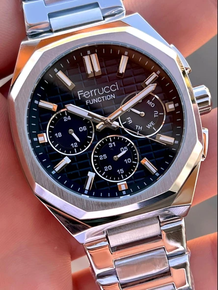 Ferrucci 2 Yıl Garantili Çelik Kordon İç Kadran Özellikleri Aktif 3 Atm Erkek Kol Saati EF.03372.05 - Resim 4