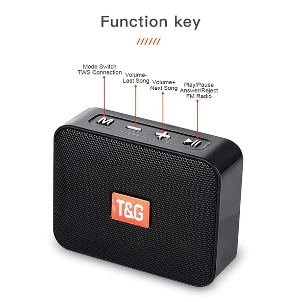 T G TG166 Renkli Taşınabilir Kablosuz Bluetooth Mini Hoparlör Pembe - 3