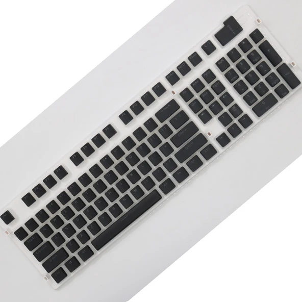 Pudding Çift Katmanlı İki Renkli 108 Tuş Mekanik Şeffaf Siyah Keycap - 4